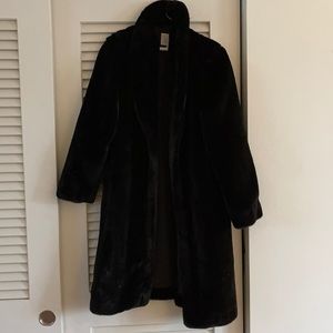 Black faux fur coat